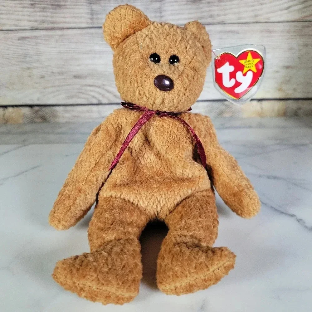 RARE RETIRED TY BEANIE BABY 'CURLY' THE BEAR WITH MANY ERRORS RARE Vinta…